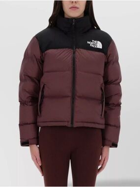 The North Face Women's Burgundy Puffer with Black: Relaxed-fit puffer jacket
